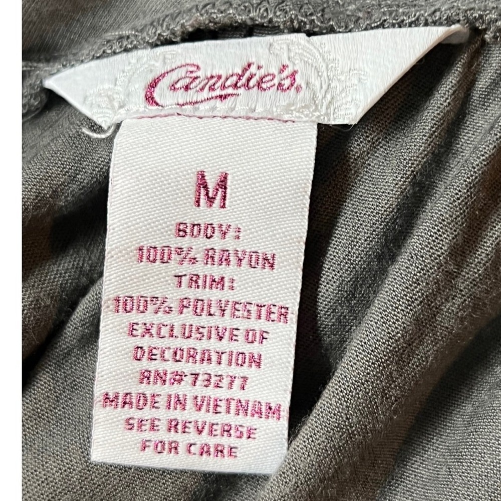 Vintage Candie's Blouse Top Size Medium Grey Pullover Embellished Draped Elegant - Picture 8 of 9